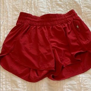Red Lululemon Tracker short